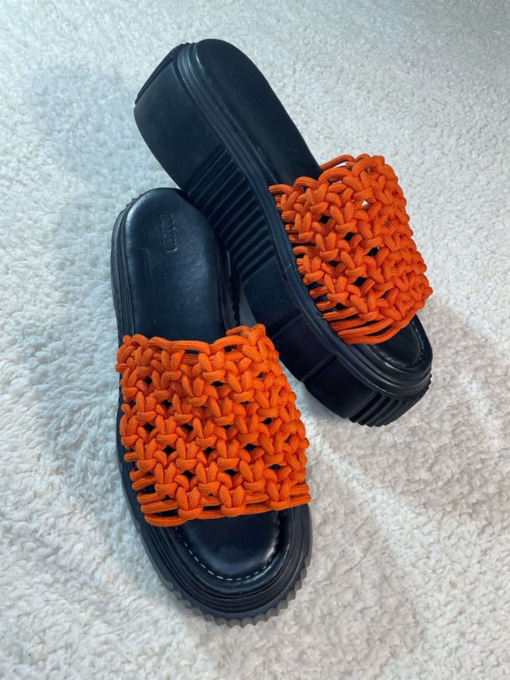 Maeve Anthropologie Orange Crochet Platform Sandals | Size 39 | Woven Rope Slide